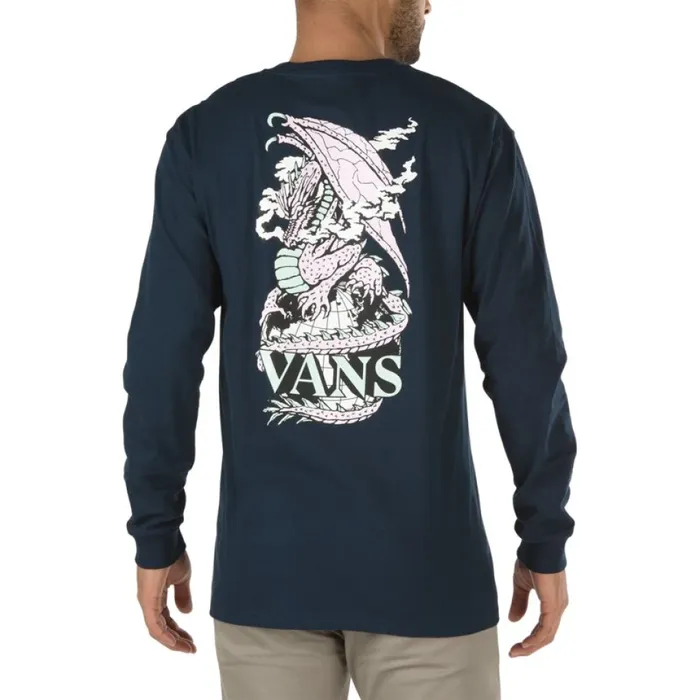 Men Vans Seismic Activity Long Sleeve TShirt Navy TShirts and Tanks