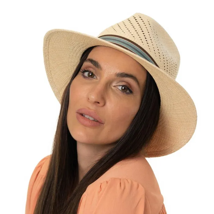 Men Vented Crown Panama Hat Nature Mayser Straw Hats Men Vented Crown Panama Hat Nature Mayser Straw Hats