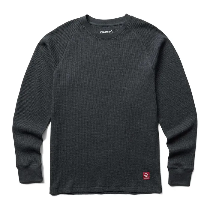 Men Walden II Thermal Long Sleeve Tee Black Heather Wolverine Work Shirts