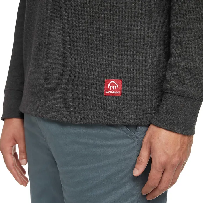 Men Walden II Thermal Long Sleeve Tee Black Heather Wolverine Work Shirts