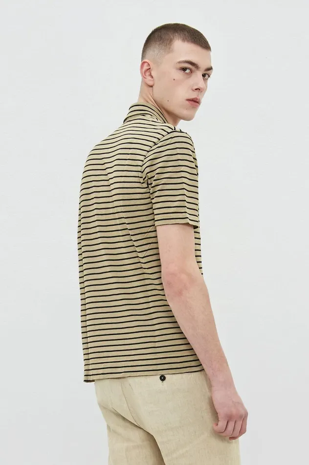 Men WEMBLEY 8211 Cotton Linen Jersey Shortsleeved Polo Shirt 8211 Fango Massimo Alba TShirts and Polos Men WEMBLEY 8211 Cotton Linen Jersey Shortsleeved Polo Shirt 8211 Fango Massimo Alba TShirts and Polos