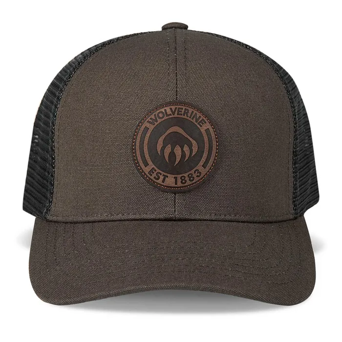 MenWomen 1883 Leather Patch Trucker Cap Black Olive Wolverine Hats and Gloves