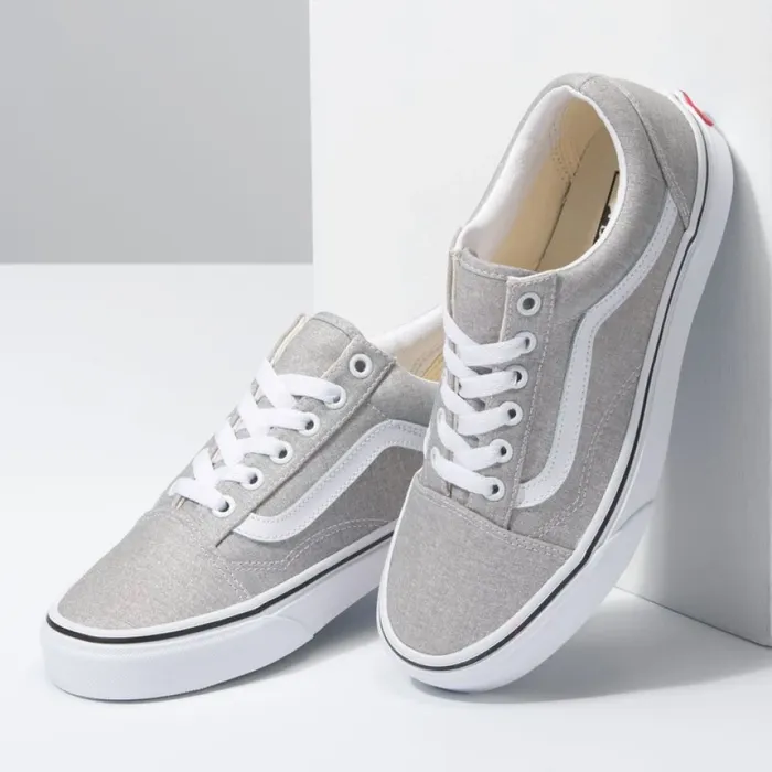 MenWomen Classics Shoes Vans Old Skool Silver LurexTrue White MenWomen Classics Shoes Vans Old Skool Silver LurexTrue White