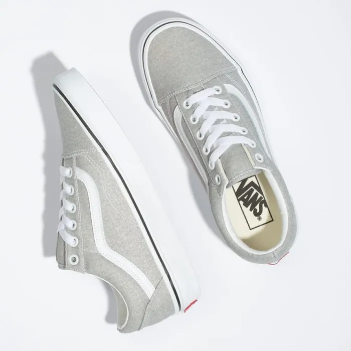 MenWomen Classics Shoes Vans Old Skool Silver LurexTrue White MenWomen Classics Shoes Vans Old Skool Silver LurexTrue White