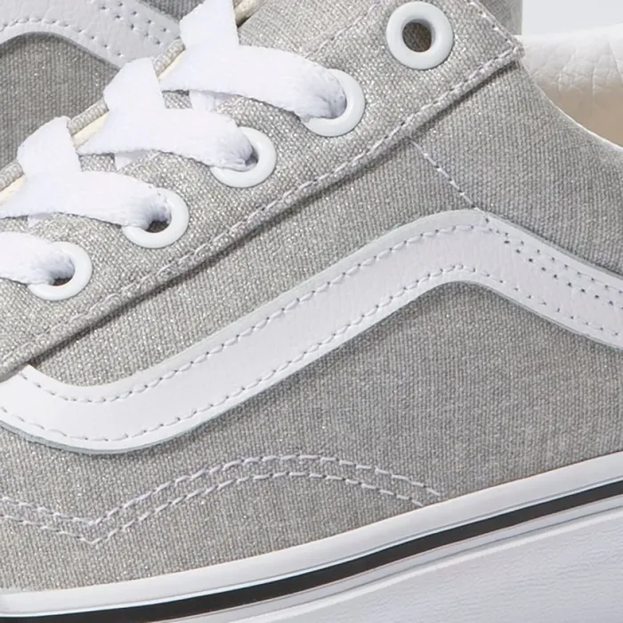 MenWomen Classics Shoes Vans Old Skool Silver LurexTrue White MenWomen Classics Shoes Vans Old Skool Silver LurexTrue White