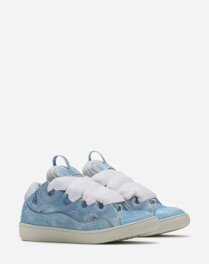 MenWomen Curb Lanvin Curb DenimEffect Leather Sneakers Denim Blue MenWomen Curb Lanvin Curb DenimEffect Leather Sneakers Denim Blue