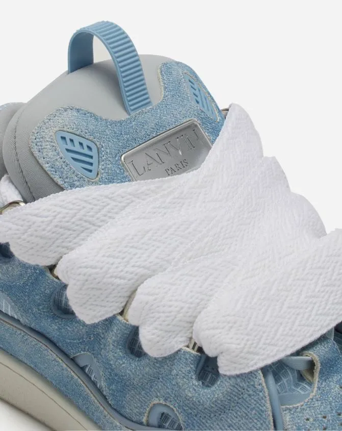 MenWomen Curb Lanvin Curb DenimEffect Leather Sneakers Denim Blue MenWomen Curb Lanvin Curb DenimEffect Leather Sneakers Denim Blue