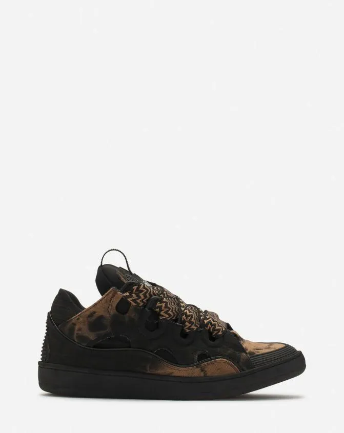 MenWomen Curb Lanvin Curb Washed Denim Sneakers Blackbeige