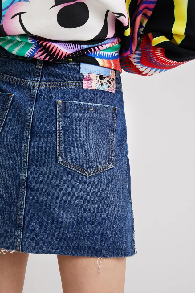 Mickey Mouse Patchwork Miniskirt Women Desigual Skirts and Shorts