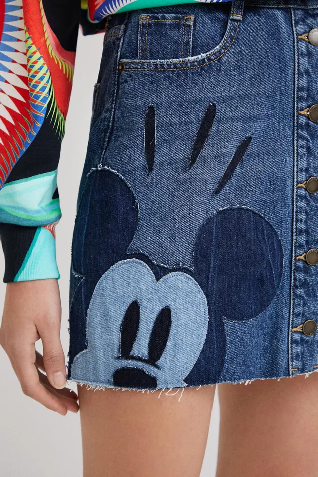 Mickey Mouse Patchwork Miniskirt Women Desigual Skirts and Shorts