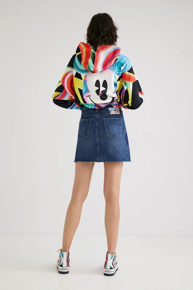 Mickey Mouse Patchwork Miniskirt Women Desigual Skirts and Shorts