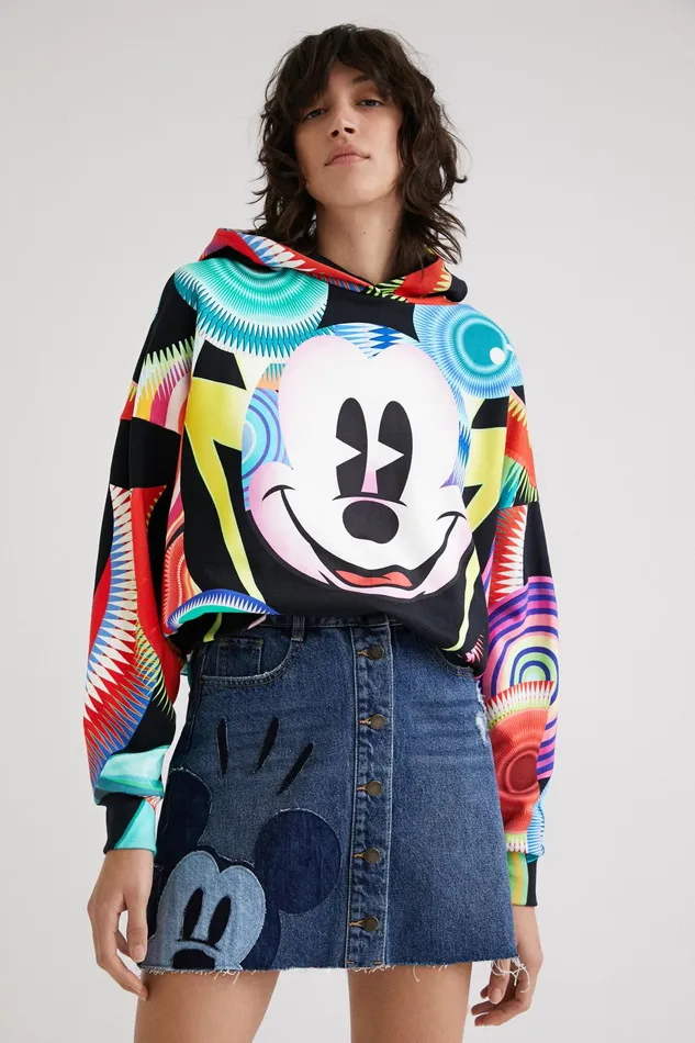 Mickey Mouse Patchwork Miniskirt Women Desigual Skirts and Shorts