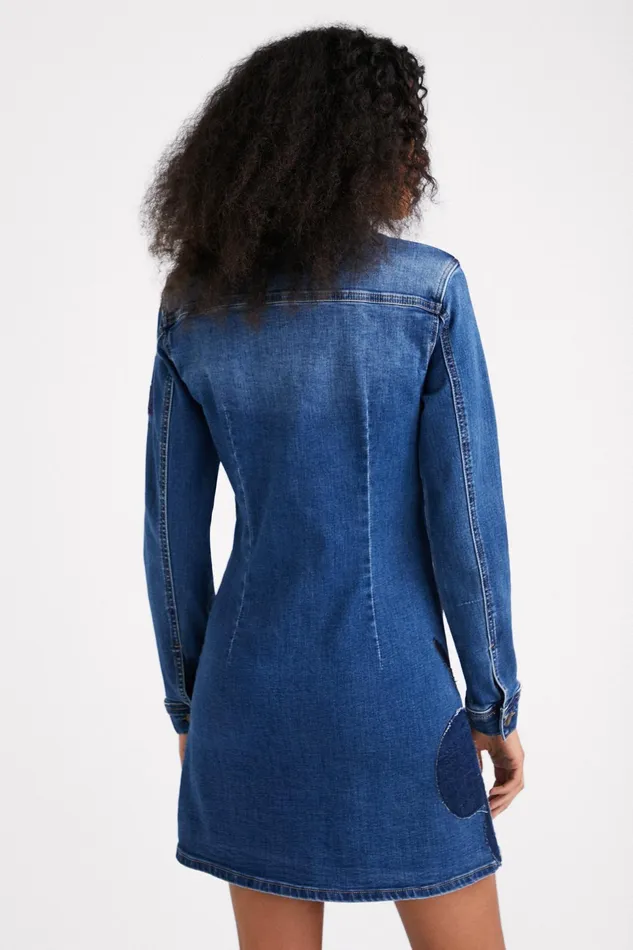 Mickey Mouse Slim Denim Dress Women Desigual Dresses