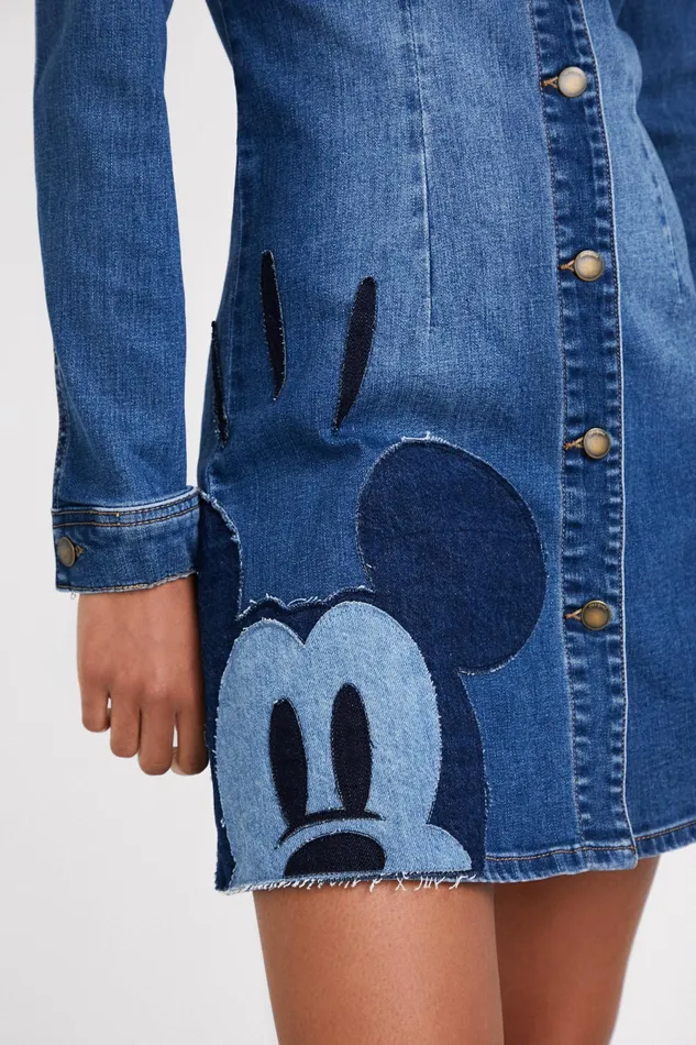 Mickey Mouse Slim Denim Dress Women Desigual Dresses