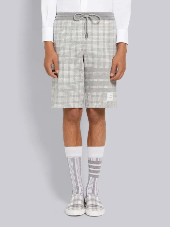 Micro Check Jacquard 4bar Sweatshorts Light Grey Men Thom Browne Sweats