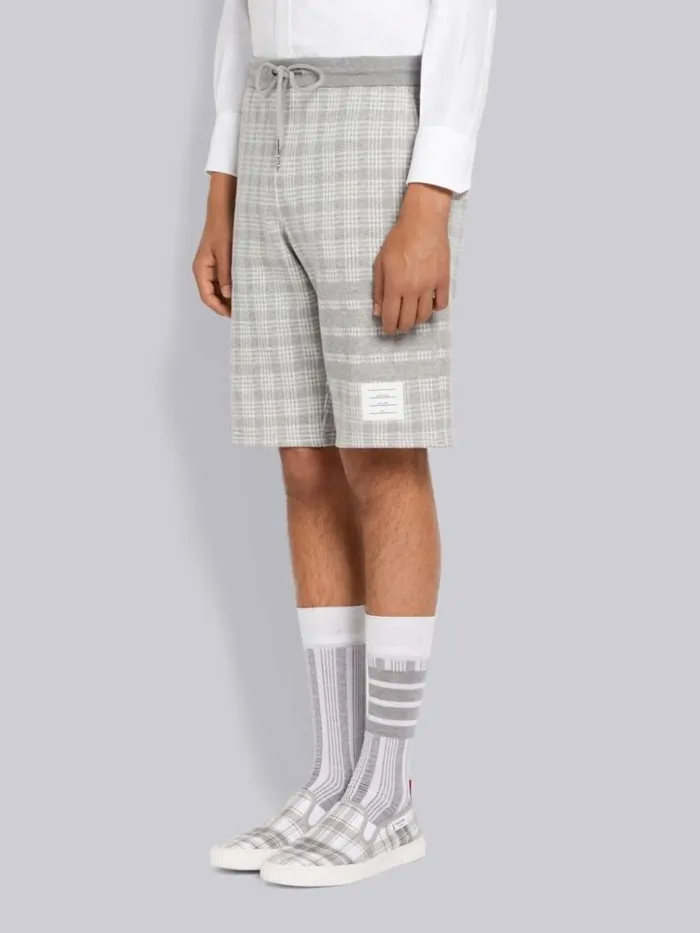 Micro Check Jacquard 4bar Sweatshorts Light Grey Men Thom Browne Sweats
