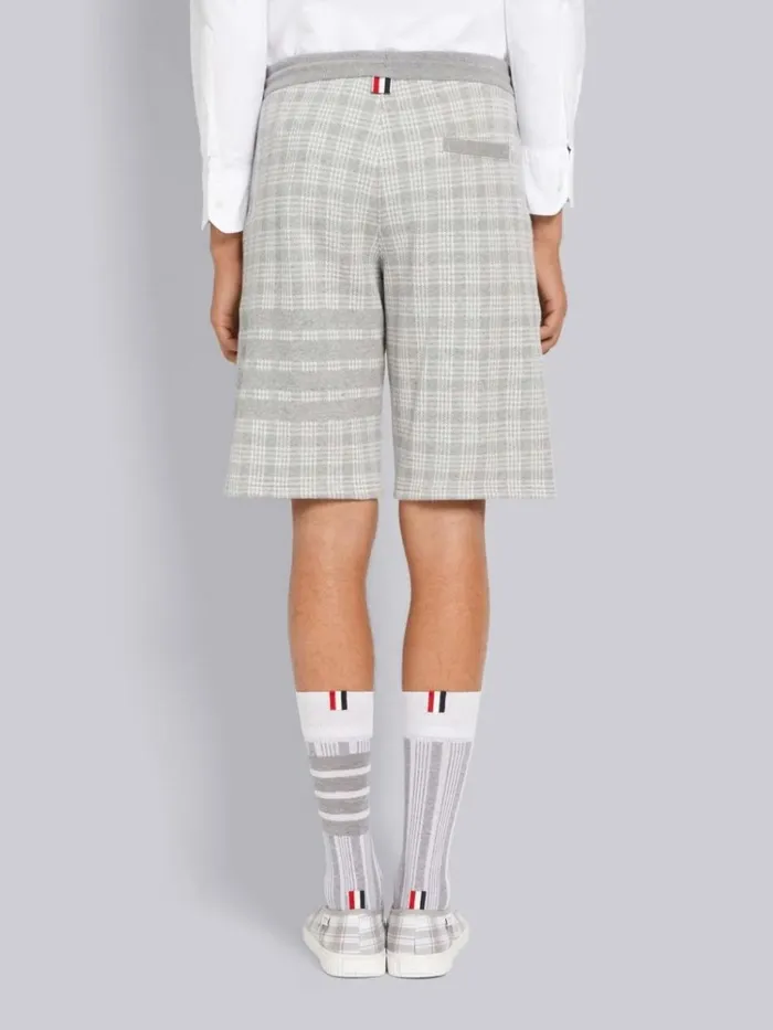 Micro Check Jacquard 4bar Sweatshorts Light Grey Men Thom Browne Sweats