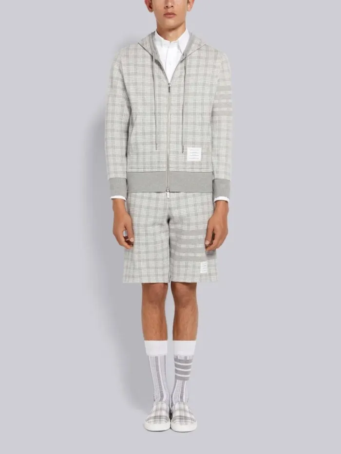 Micro Check Jacquard 4bar Sweatshorts Light Grey Men Thom Browne Sweats