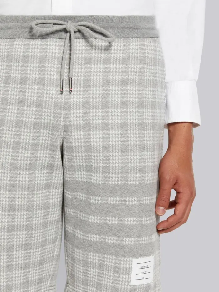 Micro Check Jacquard 4bar Sweatshorts Light Grey Men Thom Browne Sweats