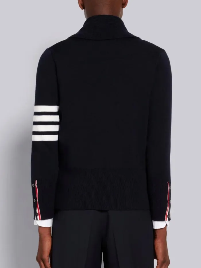 Milano Stitch Merino Wool 4bar Shawl Collar Cardigan Navy Men Thom Browne Knitwear