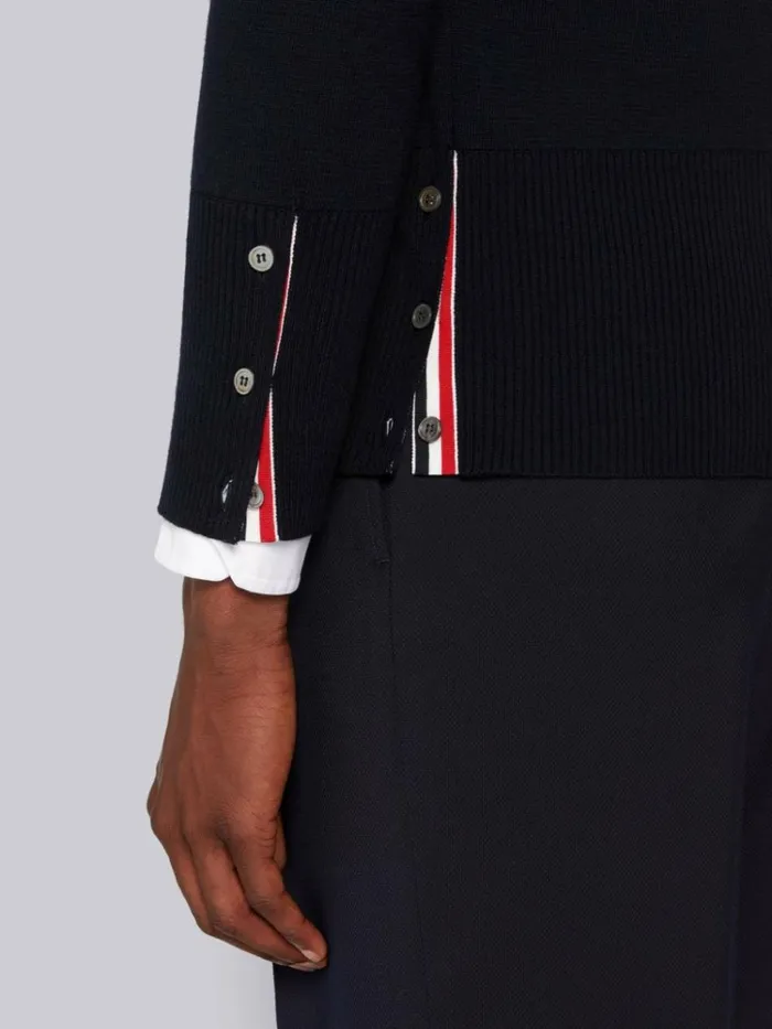 Milano Stitch Merino Wool 4bar Shawl Collar Cardigan Navy Men Thom Browne Knitwear