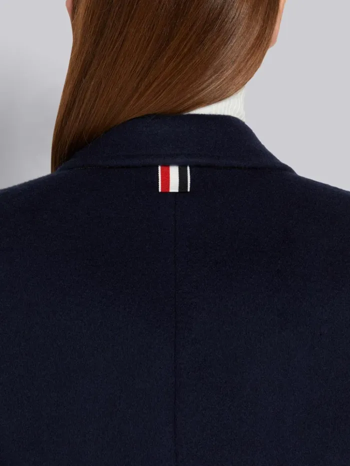 Military Weight Cashmere Doublebreasted Shrunken Pea Coat Navy Women Thom Browne Jackets