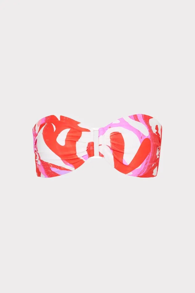 Milly Bikinis Women Italian Under The Sea Bandeau Bikini Top Pink Multi