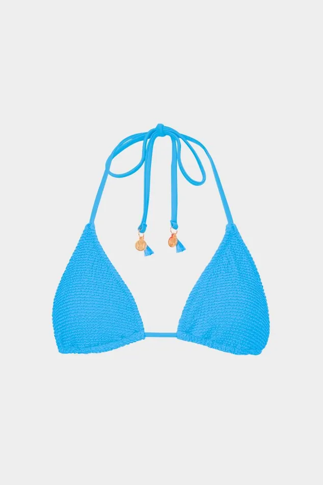 Milly Bikinis Women Lori Textured Triangle Bikini Top Blue