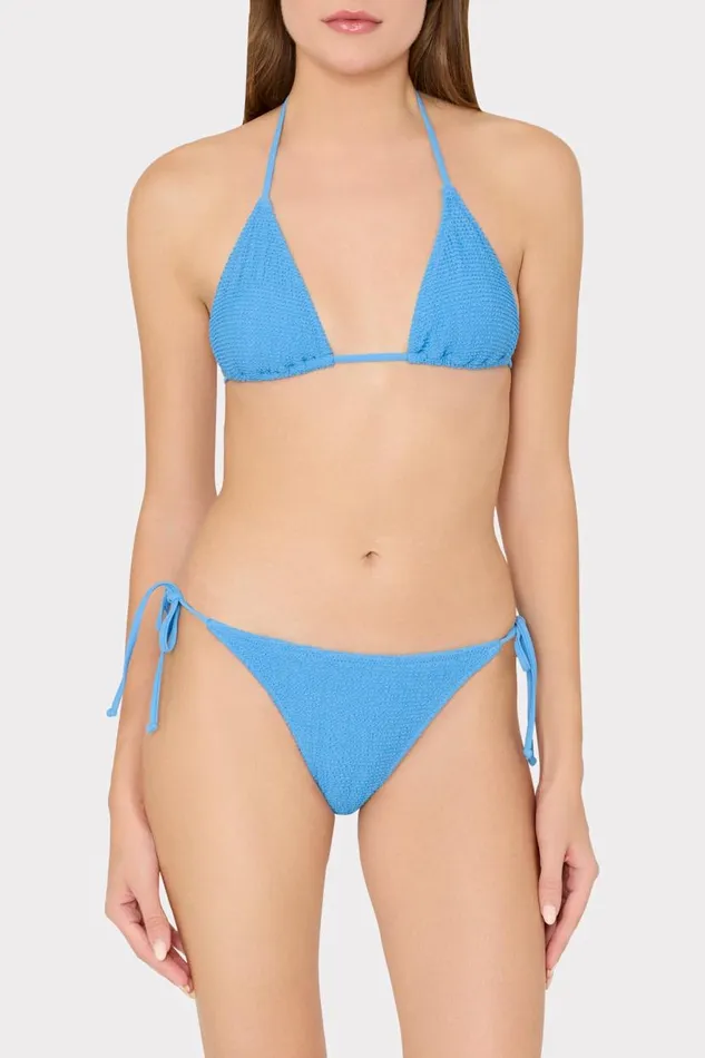 Milly Bikinis Women Lori Textured Triangle Bikini Top Blue Milly Bikinis Women Lori Textured Triangle Bikini Top Blue