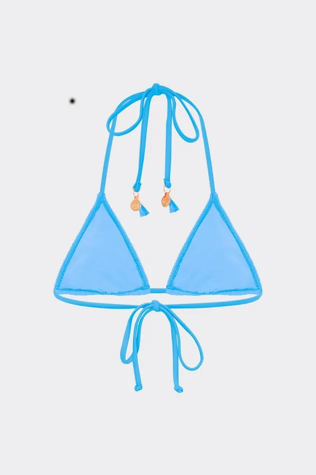 Milly Bikinis Women Lori Textured Triangle Bikini Top Blue Milly Bikinis Women Lori Textured Triangle Bikini Top Blue