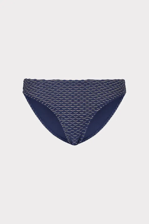 Milly Bikinis Women Margot Textured Waves Bikini Bottom Navy