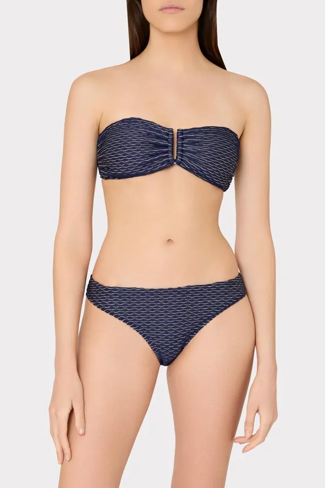 Milly Bikinis Women Margot Textured Waves Bikini Bottom Navy Milly Bikinis Women Margot Textured Waves Bikini Bottom Navy