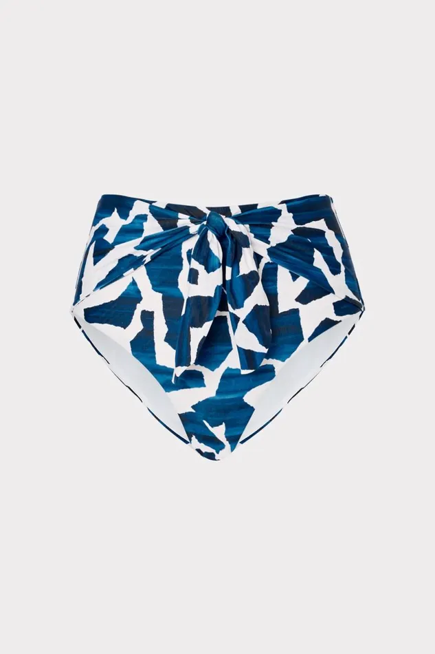 Milly Bikinis Women Ocean Puzzle Tie Bikini Bottom Navy Multi