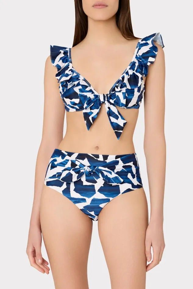 Milly Bikinis Women Ocean Puzzle Tie Bikini Bottom Navy Multi Milly Bikinis Women Ocean Puzzle Tie Bikini Bottom Navy Multi