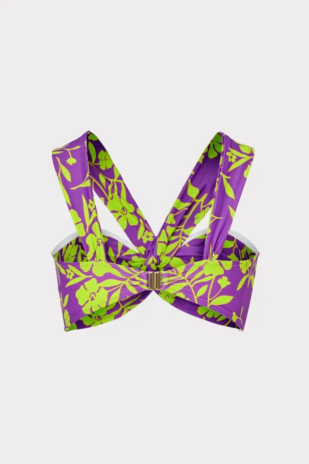 Milly Bikinis Women Olivia Marigold Aroma Draped Bandeau Top Purple Multi Milly Bikinis Women Olivia Marigold Aroma Draped Bandeau Top Purple Multi