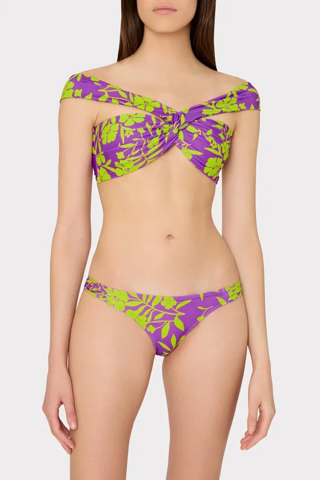 Milly Bikinis Women Olivia Marigold Aroma Draped Bandeau Top Purple Multi Milly Bikinis Women Olivia Marigold Aroma Draped Bandeau Top Purple Multi