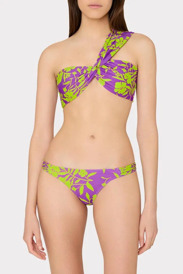 Milly Bikinis Women Olivia Marigold Aroma Draped Bandeau Top Purple Multi Milly Bikinis Women Olivia Marigold Aroma Draped Bandeau Top Purple Multi