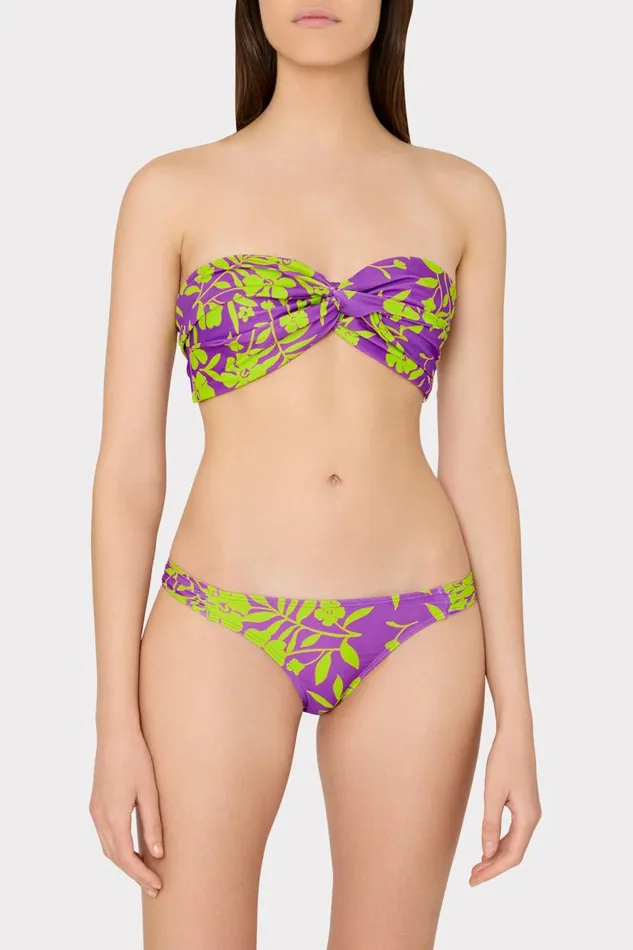 Milly Bikinis Women Olivia Marigold Aroma Draped Bandeau Top Purple Multi Milly Bikinis Women Olivia Marigold Aroma Draped Bandeau Top Purple Multi