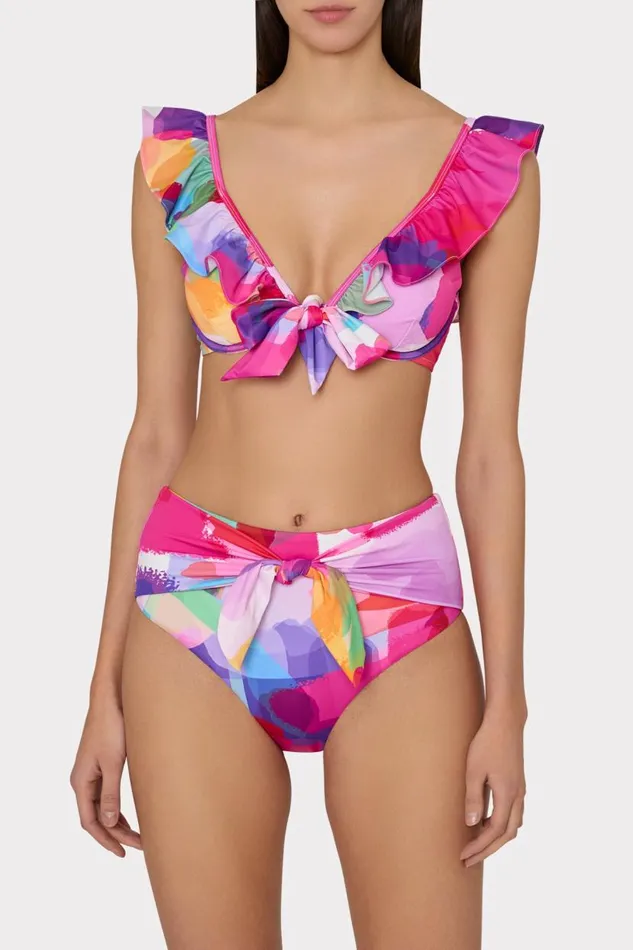 Milly Bikinis Women Rainbow Waterfall Tie Bikini Bottom Multi Milly Bikinis Women Rainbow Waterfall Tie Bikini Bottom Multi
