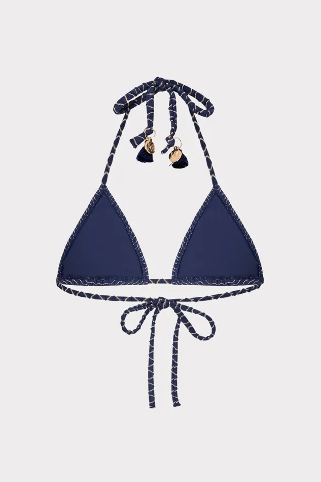 Milly Bikinis Women Textured Waves Triangle Bikini Top Navy Milly Bikinis Women Textured Waves Triangle Bikini Top Navy