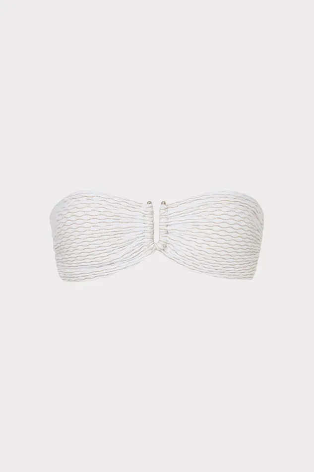 Milly Bikinis Women Verone Texture Waves Bandeau Top White