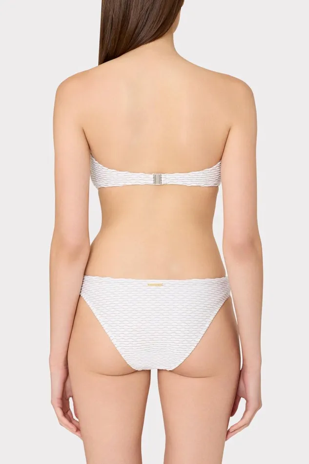 Milly Bikinis Women Verone Texture Waves Bandeau Top White Milly Bikinis Women Verone Texture Waves Bandeau Top White