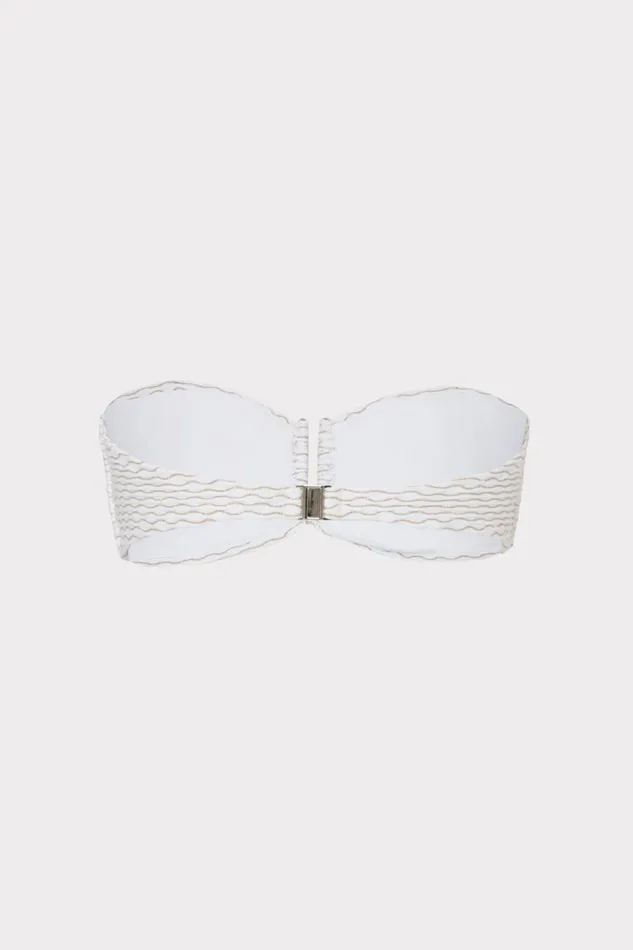 Milly Bikinis Women Verone Texture Waves Bandeau Top White Milly Bikinis Women Verone Texture Waves Bandeau Top White
