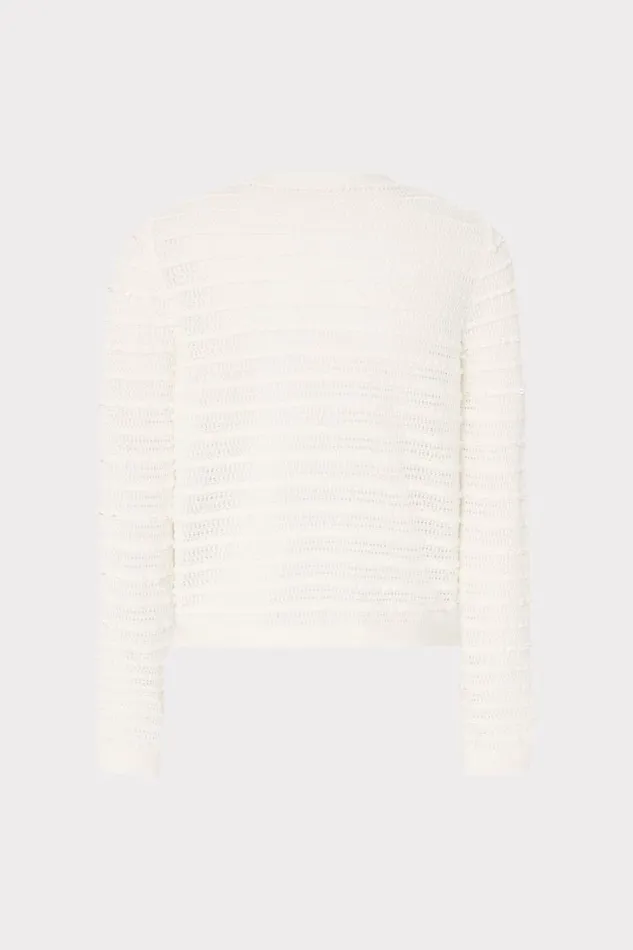 Milly Cardigans Women Beaded Textured Cardigan Ecru Milly Cardigans Women Beaded Textured Cardigan Ecru