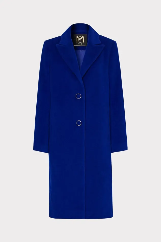 Milly Coats and Jackets Women Single Breasted Wool Coat Cobalt