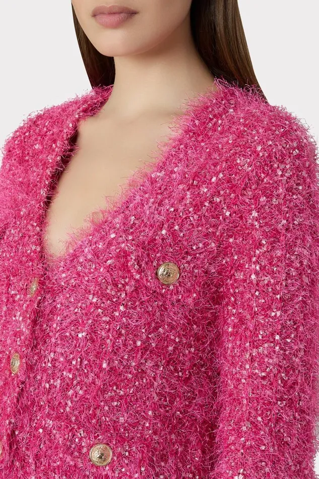 Milly Coats and Jackets Women Textured Fringe Cardigan Pink Milly Coats and Jackets Women Textured Fringe Cardigan Pink
