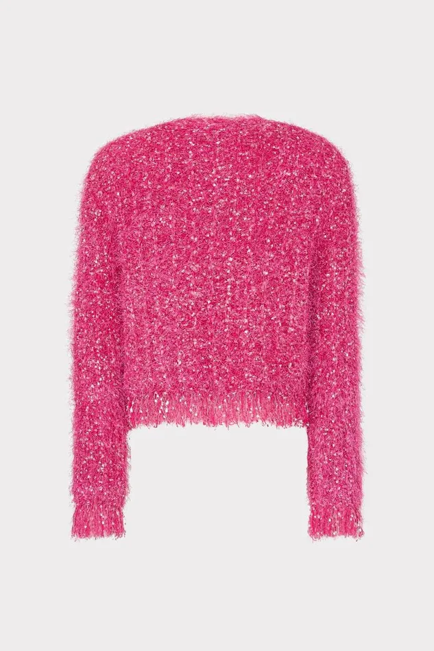 Milly Coats and Jackets Women Textured Fringe Cardigan Pink Milly Coats and Jackets Women Textured Fringe Cardigan Pink