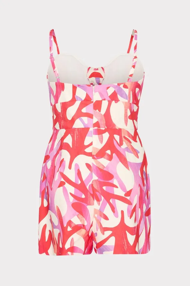 Milly CoverUps Women Anya Under The Sea Linen Romper Pink Multi Milly CoverUps Women Anya Under The Sea Linen Romper Pink Multi