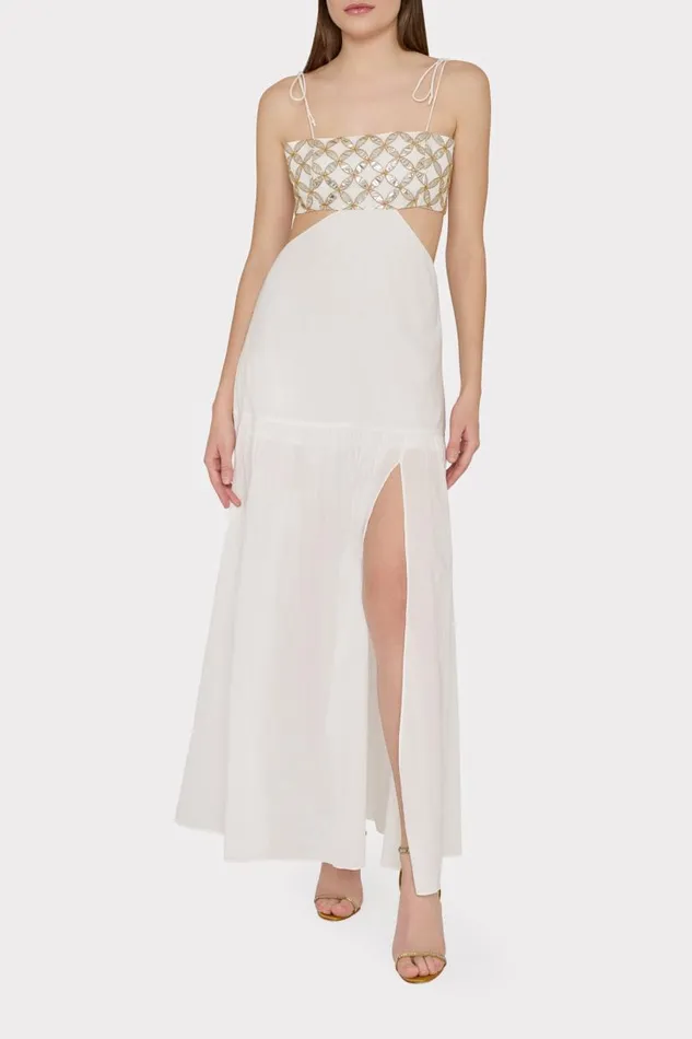 Milly CoverUps Women Atalia Mirrored Embroidery Maxi CoverUp Dress Whitegold Milly CoverUps Women Atalia Mirrored Embroidery Maxi CoverUp Dress Whitegold