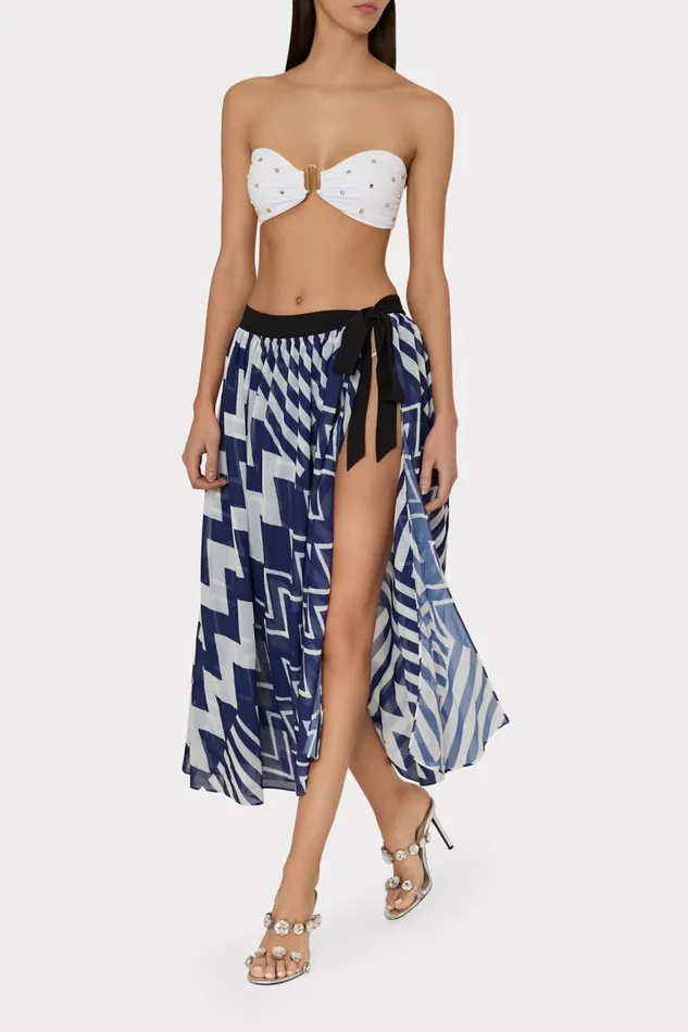 Milly CoverUps Women Convertible Patchwork Chevron Skirt Bluewhite Milly CoverUps Women Convertible Patchwork Chevron Skirt Bluewhite